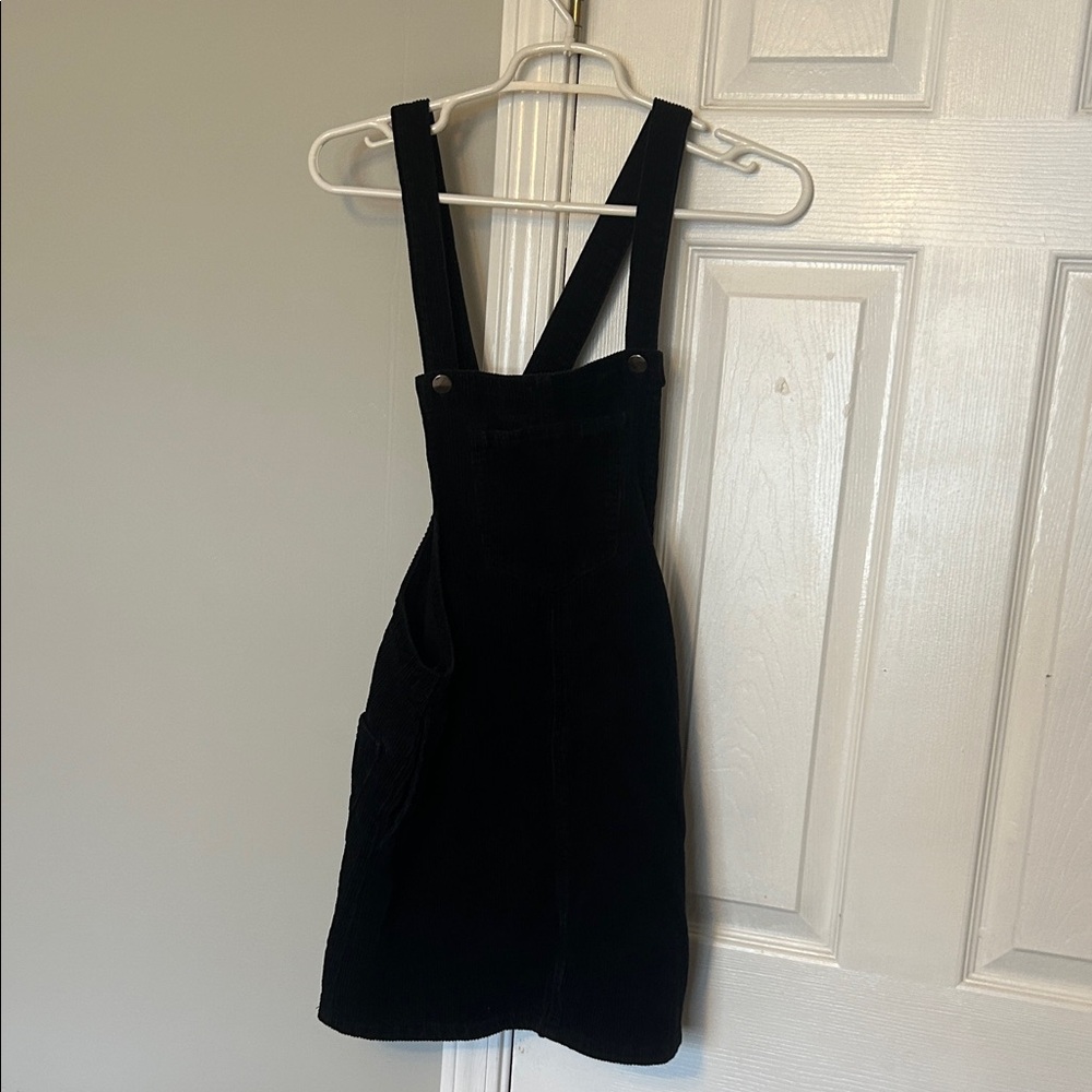 Black corduroy overall dress